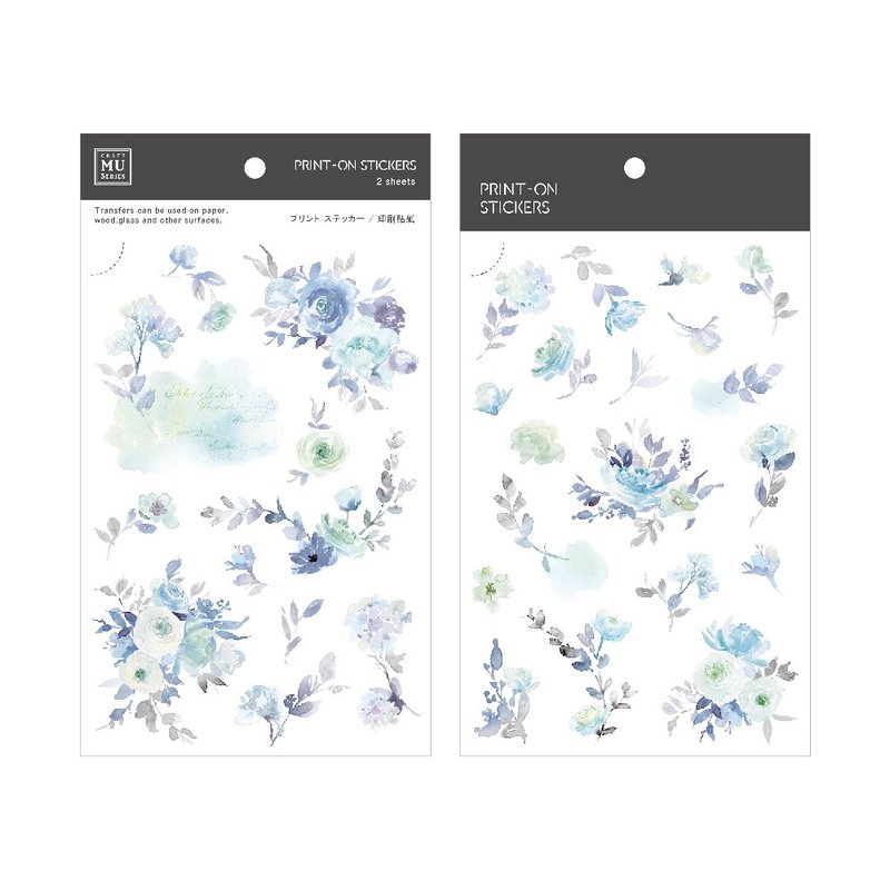 【Print-On Stickers 轉印貼紙】no.191-蔚藍玫瑰 | 夏季系列 - 貼紙 - 其他材質 藍色
