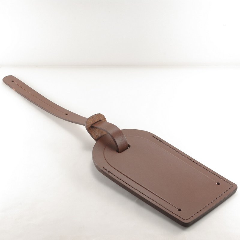 Classic luggage tag leather leather brown paid custom lettering service - ป้ายสัมภาระ - หนังแท้ สีนำ้ตาล