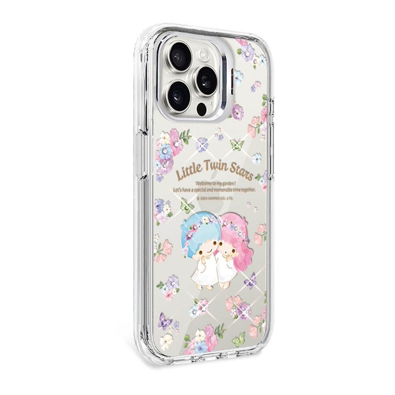 Sanrio iPhone full range of shockproof dual-material invisible stand color diamond phone cases - Fragrance Twins - เคส/ซองมือถือ - วัสดุอื่นๆ หลากหลายสี