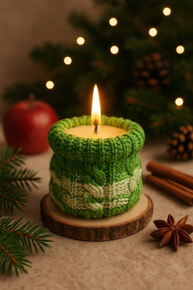 Hjerm - Candle apple and cinamon - Candles & Candle Holders - Wax Green