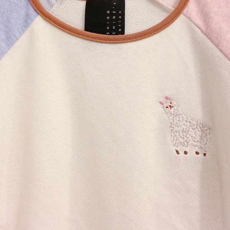 alpaca embroidery long sleeve -pastel - 女裝 上衣 - 棉．麻 多色