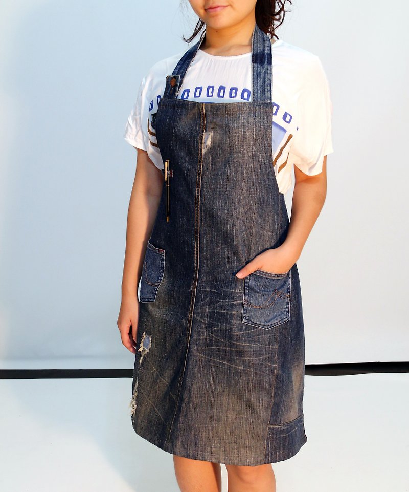 Zero Waste Denim Apron/Type B--Please leave a message for customized color - Other - Cotton & Hemp 