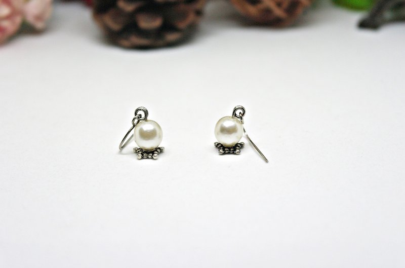 * _ * Alloy pearl planet hook earrings ➪ Limited X1 - Earrings & Clip-ons - Other Metals White