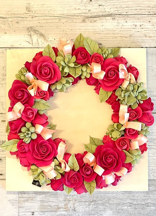 roseavant-c 【ClayArt】eternal flower wreathe red cherry colorで冬を彩る