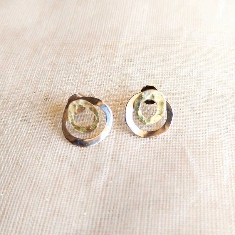 真鍮シルバーダブル２wayピアス - 耳環/耳夾 - 銅/黃銅 金色