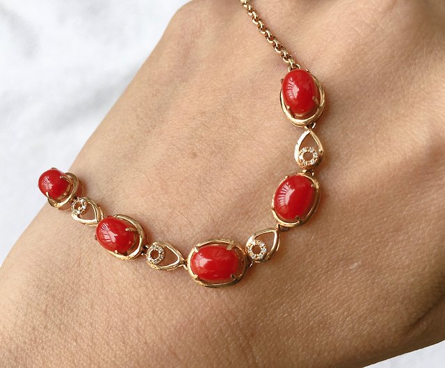 Red Coral Chips Bracelet New Age healing Jewellery  Tribes And Vibes