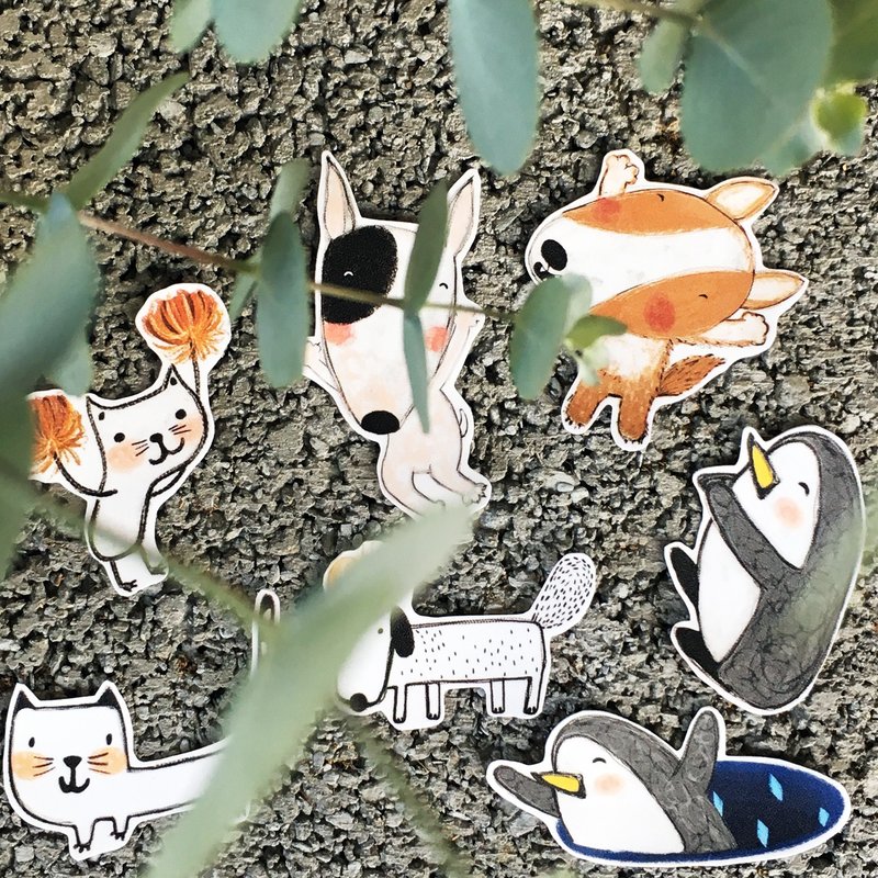 這些動物們 不透明貼紙 - 貼紙 - 紙 咖啡色