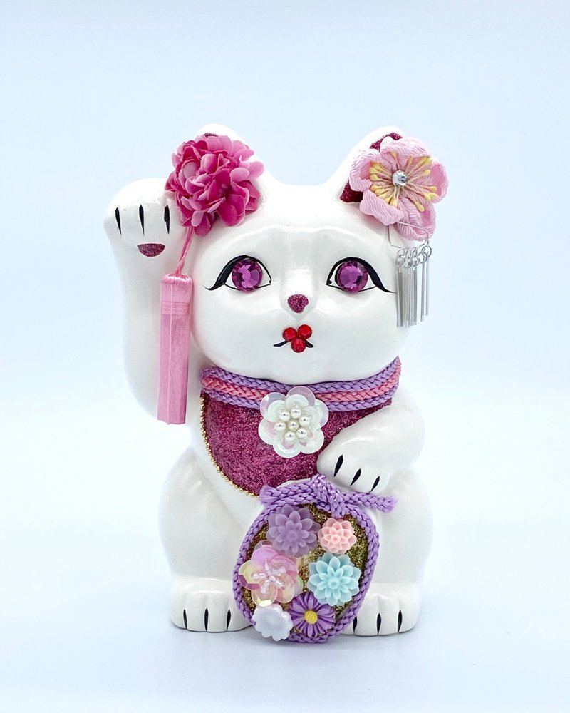 Maikoi lucky cat - ของวางตกแต่ง - ดินเผา ขาว