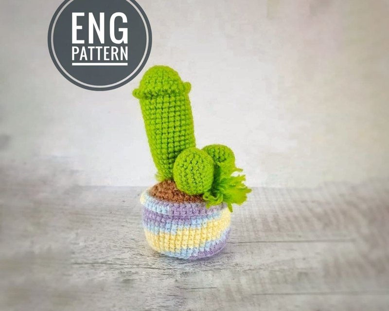 Amigurumi cactus penis Crochet pattern. Amigurumi funny crochet pattern. - 線上教學/教學影片 - 其他材質 