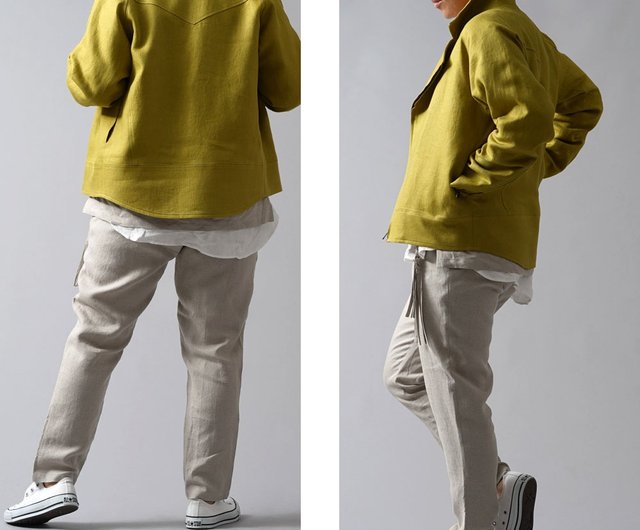 layer 0 リネンライダースジャケット ZARA MAN ライダースジャケット ジップアップ 麻 リネン S