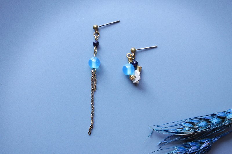 Tender - earring  clip-on earring - Earrings & Clip-ons - Copper & Brass Blue