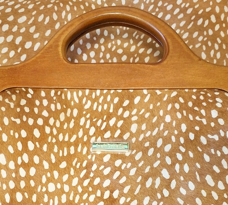 【LikeDeer】Original pattern design hand-stitched leather stitching wood mouth gold bag - Handbags & Totes - Genuine Leather Orange