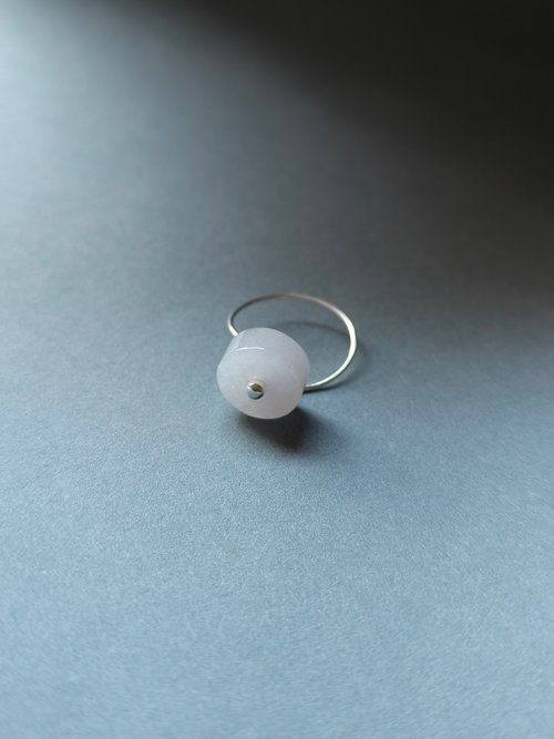 C.L Studio ore設計 天然緬甸糯冰淡紫 平安扣翡翠11*6mm 銀戒指