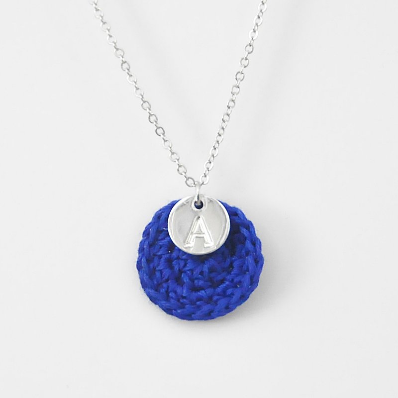 [Customized] Your exclusive*Happiness Ring*Necklace Small Circle English Letter Warm Series - Necklaces - Thread Blue
