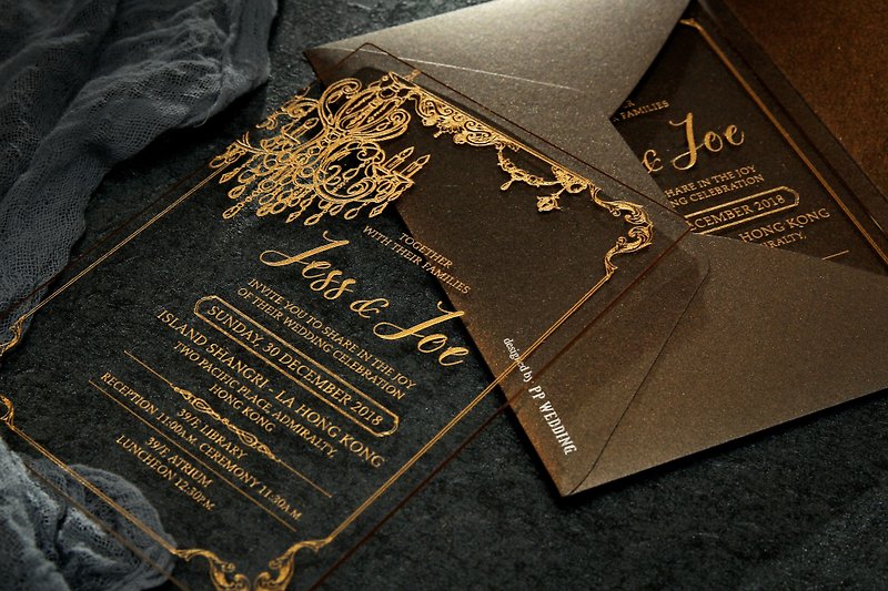Super gorgeous plexiglass Acrylic transparent western-style wedding invitation design PPWEDDING original invitation card - Wedding Invitations - Plastic 