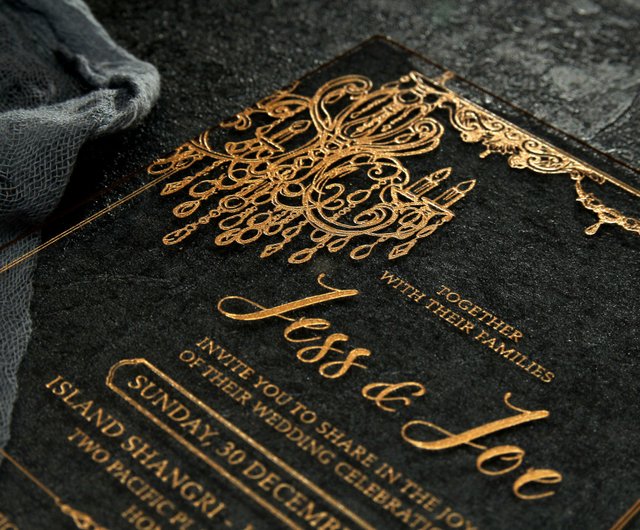 Black and Gold Wedding Invitation Fall Wedding Invites -  Hong Kong