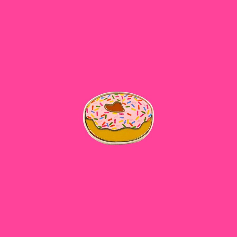 STRAWBERRY DONUT PIN BADGE BROOCH - 胸針 - 其他金屬 多色