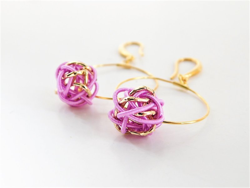 Water ball hoop earrings color: lavender earrings changeable - Earrings & Clip-ons - Other Materials Purple