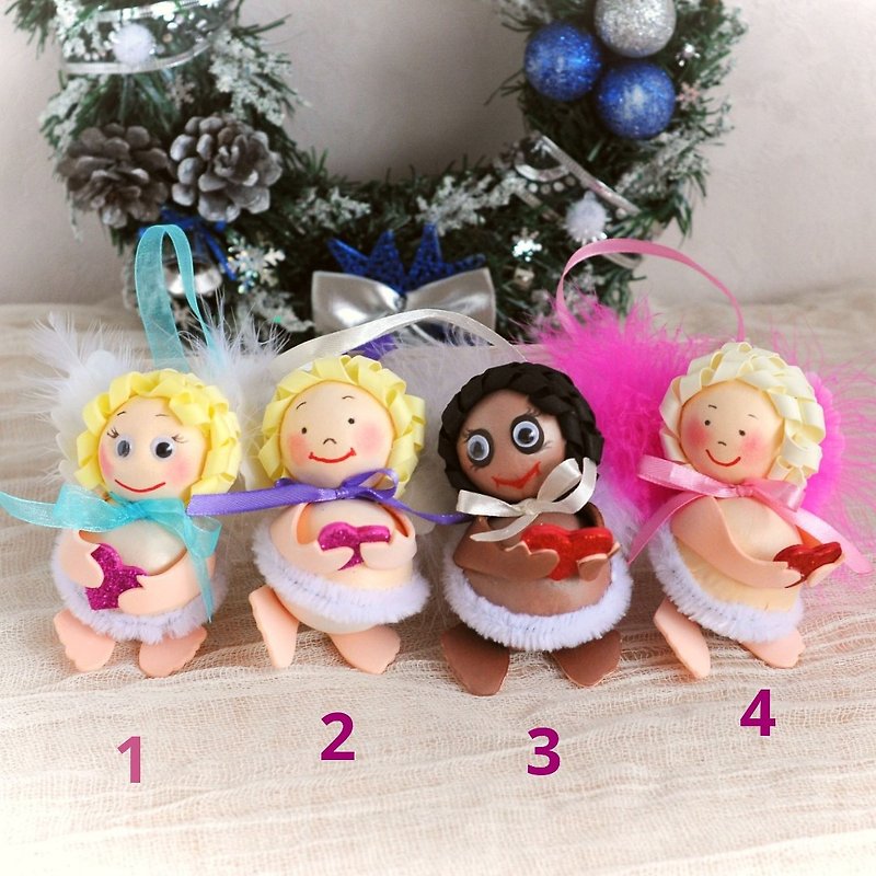 Handmade hanging angels for Christmas tree decoration, car decor. Angel figurine - Stuffed Dolls & Figurines - Other Materials Multicolor