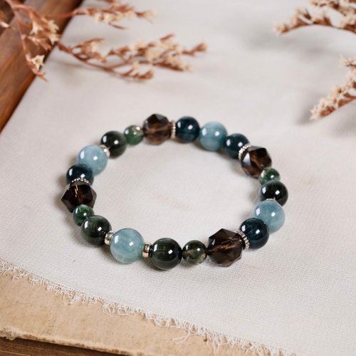 Hanhan Jewelry 藍綠晶 磷灰石 茶晶 綠鷹眼石 綠鋰雲母 手鍊 天然礦石水晶