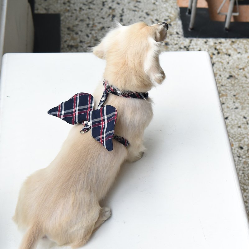 Hand Made Classic Plaid Pet Wings for Harness- Victoria's Secret Angel Wings - Collars & Leashes - Cotton & Hemp Red