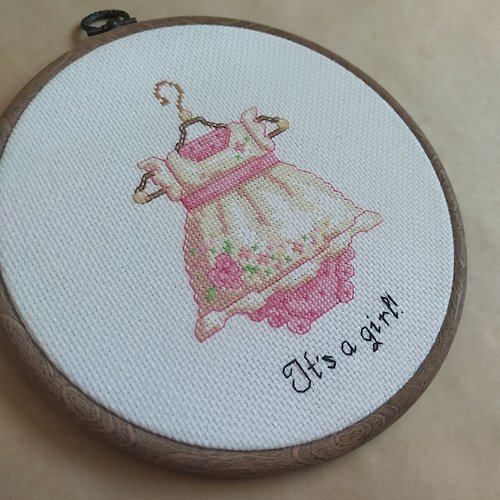RomanovaCrossStitch Handmade Welcome little one painting, Baby Birth wall art, for home decor, finis
