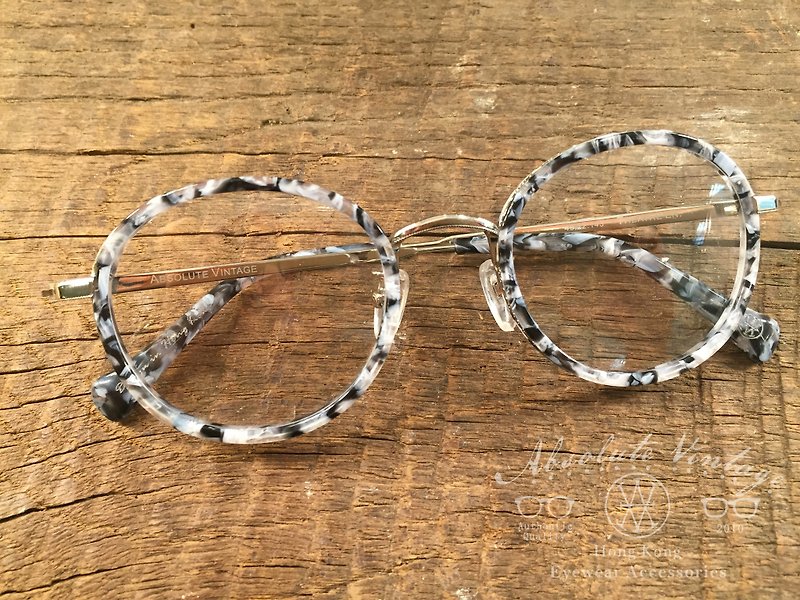 アブソリュートヴィンテージ-シアターレーン（シアター）ヴィンテージ洋ナシ型の若いフレームグラス-ブラック＆ホワイト - 眼鏡・フレーム - プラスチック 