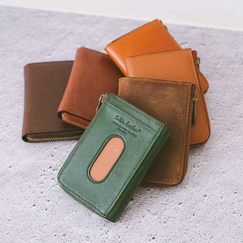 真皮極簡卡片零錢包 X0006 咖/黃棕Y/綠/棕/瘋馬/紅棕V - 零錢包/小錢包 - 真皮 多色