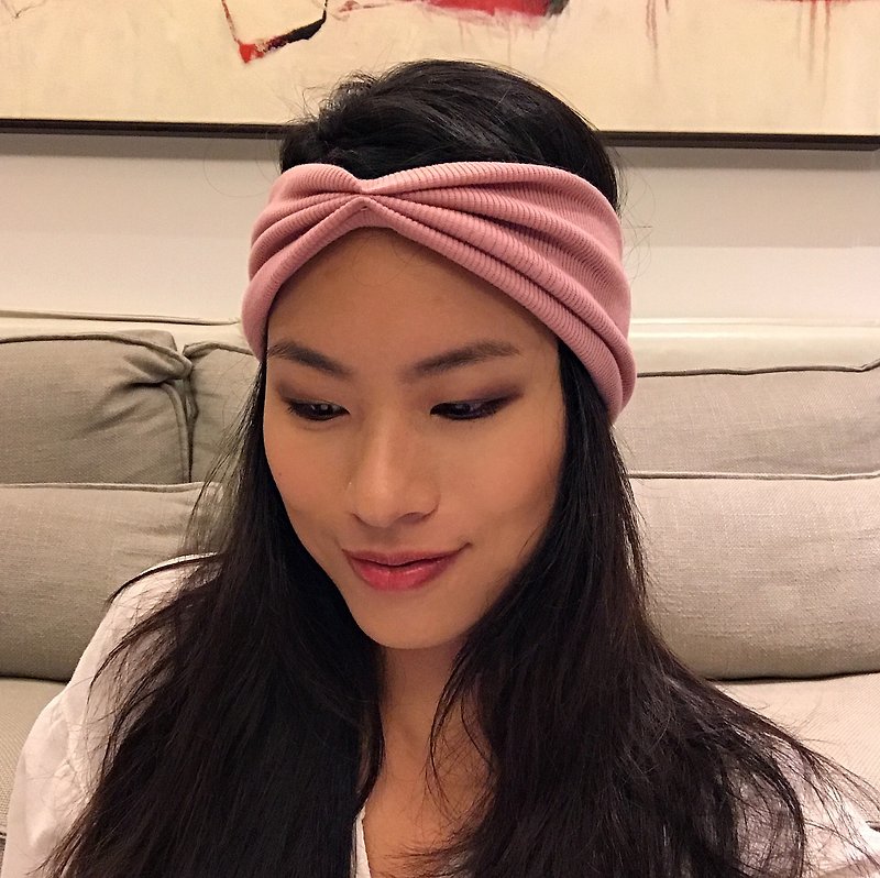 Valentines Gift - Pink Cotton Sports Yoga Headband - อุปกรณ์เสริมกีฬา - ผ้าฝ้าย/ผ้าลินิน สึชมพู
