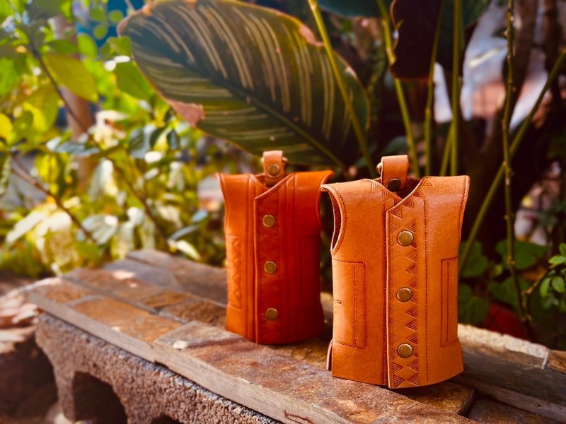 Paiwan vest keychain - Keychains - Genuine Leather Orange