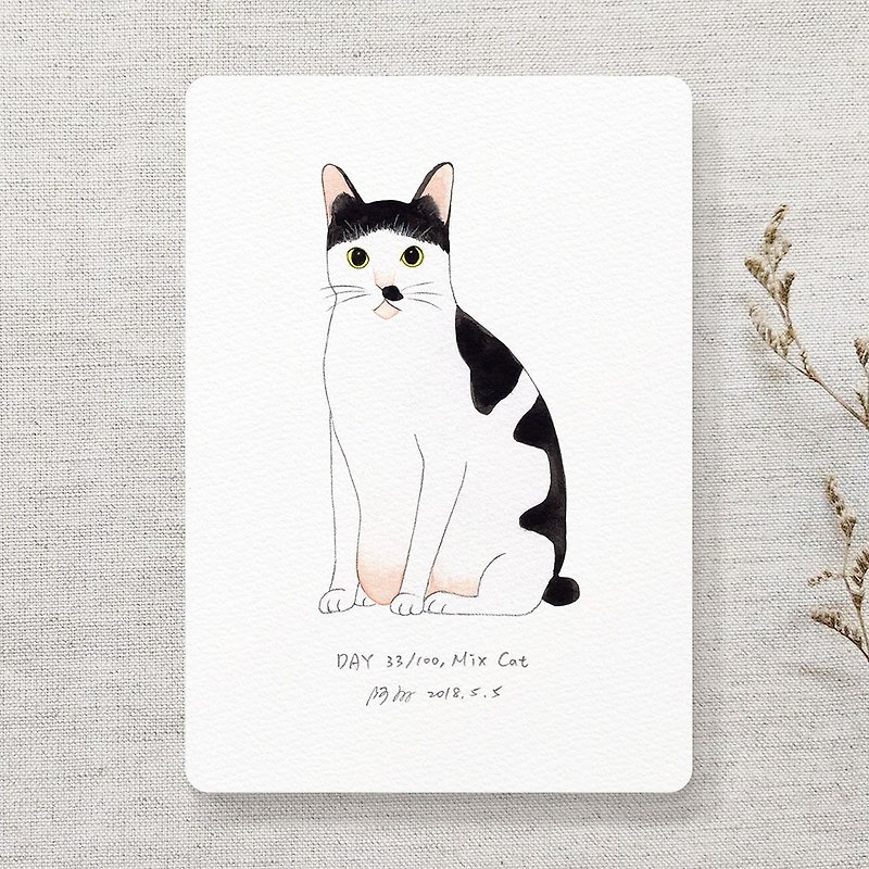Meeks the cat ポストカード - カード・はがき - 紙 ブラック