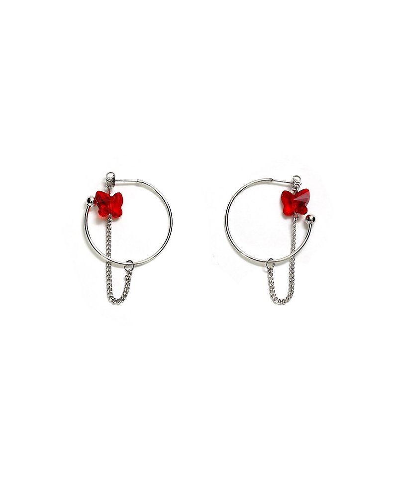 Central Red Earrings - ต่างหู - เงิน สีแดง
