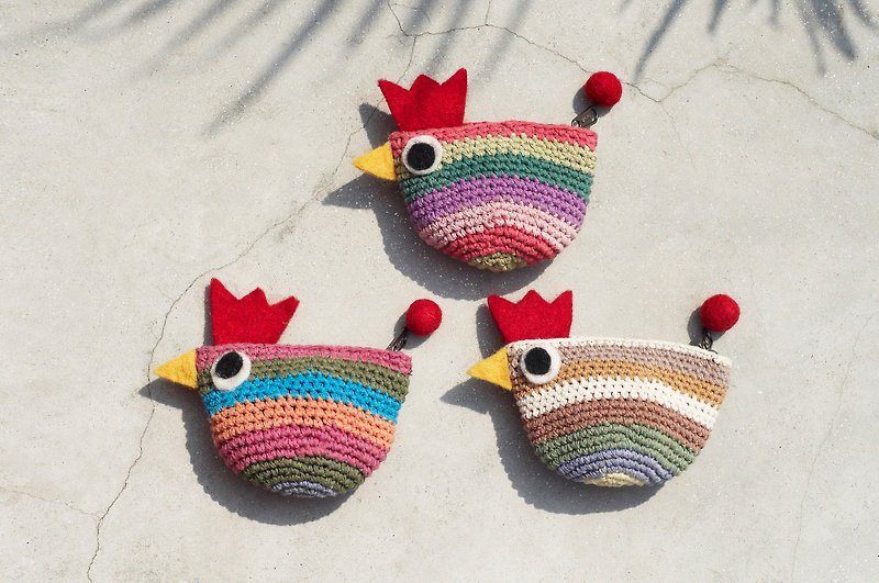 Limited edition hand-crochet chick purse / sheep blankets admission package / bag / debris bag - rainbow striped chicks animal friends - Coin Purses - Cotton & Hemp Multicolor
