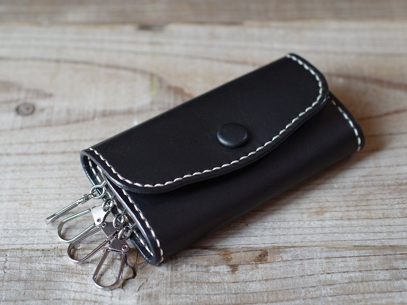 Hand-sewn leather key case black - Other - Genuine Leather Black