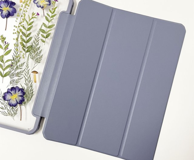 パープルフラワーフィールド手作り押し花iPadケース 新型iPad
