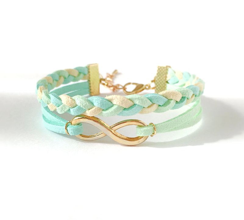 Handmade Double Braided Infinity Bracelets Rose Gold Series–colorful marshmallow - สร้อยข้อมือ - วัสดุอื่นๆ หลากหลายสี