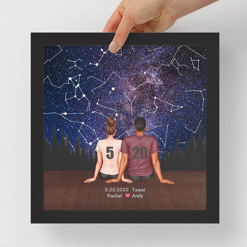 【客製化】交往週年紀念日當晚的真實星空畫浪漫的情人節禮物圖檔 - 畫框/相架  - 鋁合金 紫色