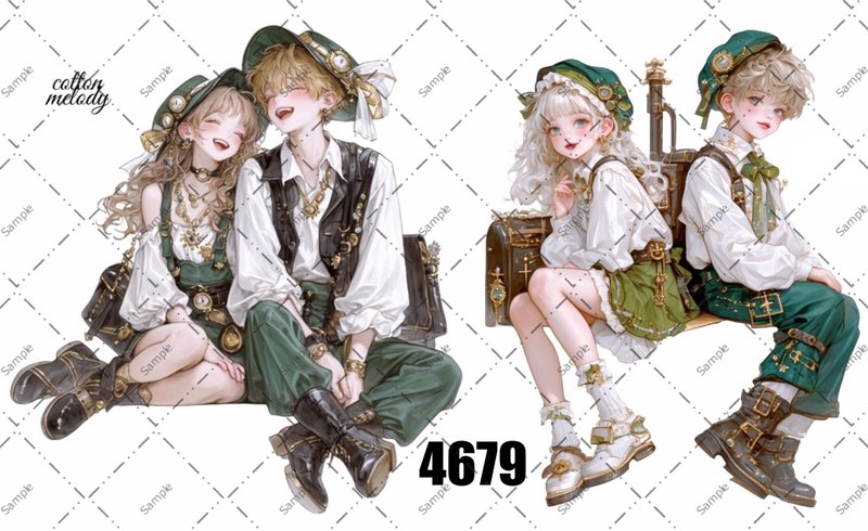 original sticker no.4679 人物ステッカー オリジナルステッカー オリジナル人物ステッカー 装飾ステッカー cotton melody - 貼紙 - 紙 