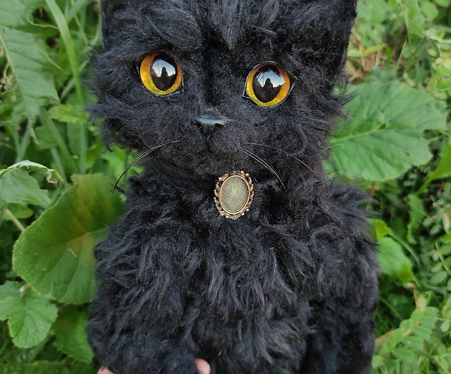 黒猫、手作りのテディ子猫、アートドール、リアルなぬいぐるみ、OOAK ...