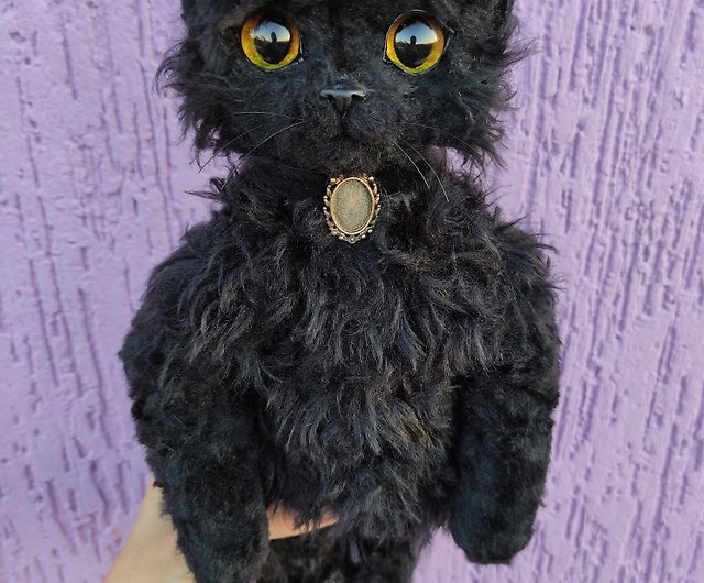 黒猫、手作りのテディ子猫、アートドール、リアルなぬいぐるみ、OOAK