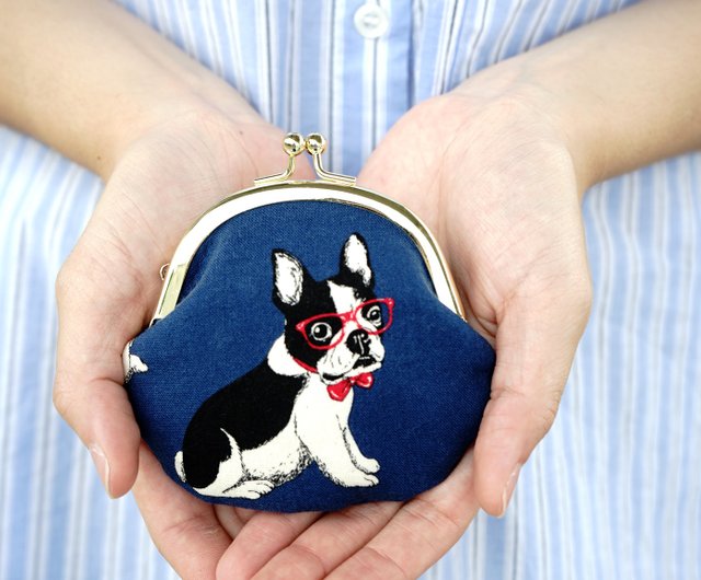 Coin purse cute dog French fight small mouth gold bag small