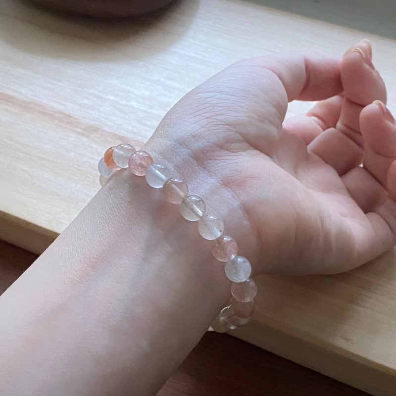 Emerald Gift。拈翠- 粉嫩色彩兔毛手串 - 手鍊/手環 - 寶石 粉紅色