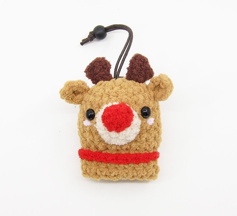 紅鼻子麋鹿(小)-麋鹿-鑰匙包-鑰匙套-聖誕節 - 鑰匙圈/鎖匙扣 - 其他人造纖維 咖啡色
