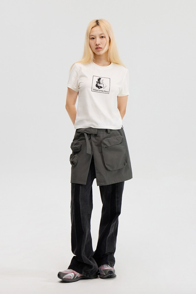 Pocket Cargo Skirt-Belt 抽紙口袋腰帶裙 無性別穿搭 - 裙子/長裙 - 其他材質 灰色