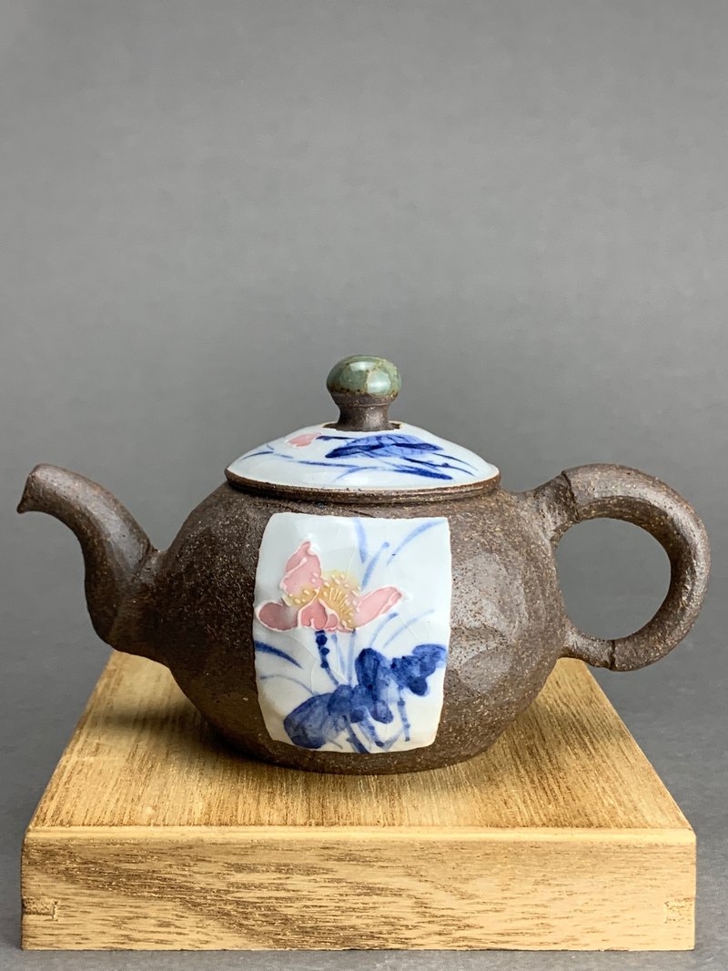 台灣名家許旭倫【岩礦手作】青花瓷岩礦壺145ml - 茶壺/茶杯/茶具 - 陶 
