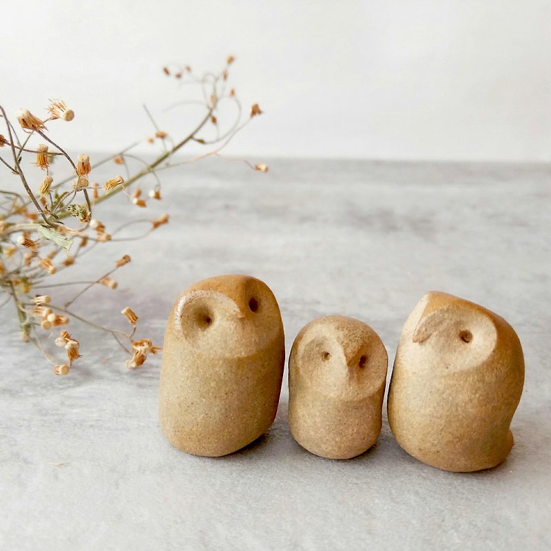 Apple Face Ceramic Owl - Pottery & Ceramics - Pottery Brown