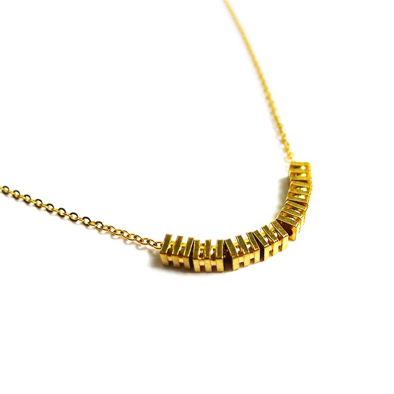 Ficelle |手工製作黃銅天然石項鍊 |【三線】黃銅18K金款鎖骨鍊 - 鎖骨鍊 - 其他金屬 