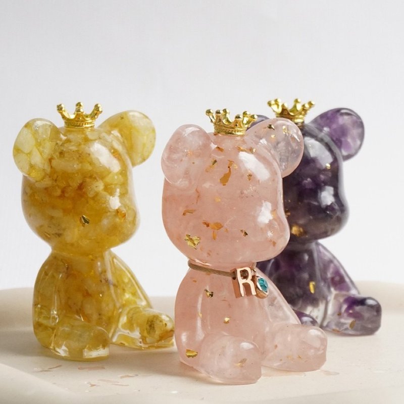 【Hourrae荷萊】招財好運晶熊 客製字母+誕生石 水晶擺件 - 擺飾/家飾品 - 水晶 多色