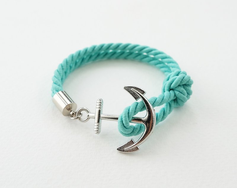 Anchor bracelet / Matte mint twisted rope - 手鍊/手鐲 - 紙 綠色