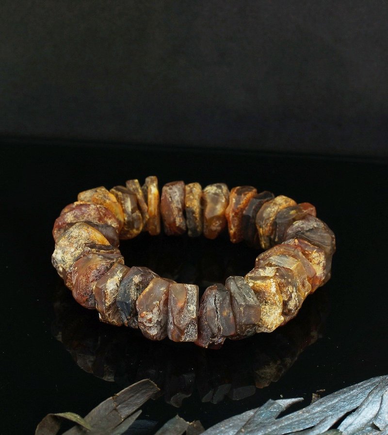 波羅的海原石藥珀手鍊-2 ( Raw Baltic Amber Bracelet-2 ) - 手鍊/手環 - 樹脂 
